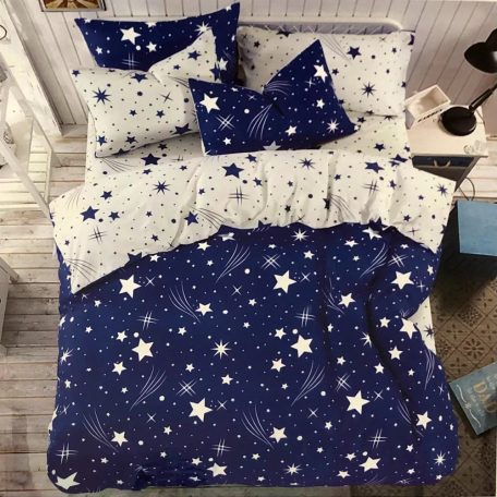7 részes kék és fehér csillagos ágynemű garnitúra 