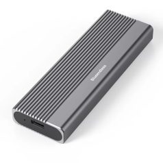   Szürke külső SSD merevlemez dokkoló, M.2 PCIe NVMe/NGFF SSD, USB 3.1, 10Gbps, Type-C kimenet, Alumínium ház, max 2TB