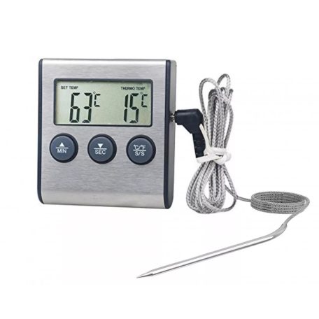 Digitális Ételhőmérő és Konyhai Időzitő, 0014T LCD kijelzővel