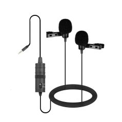 Csiptetős Dual sztereó Mikrofon, BY-M1DM fekete